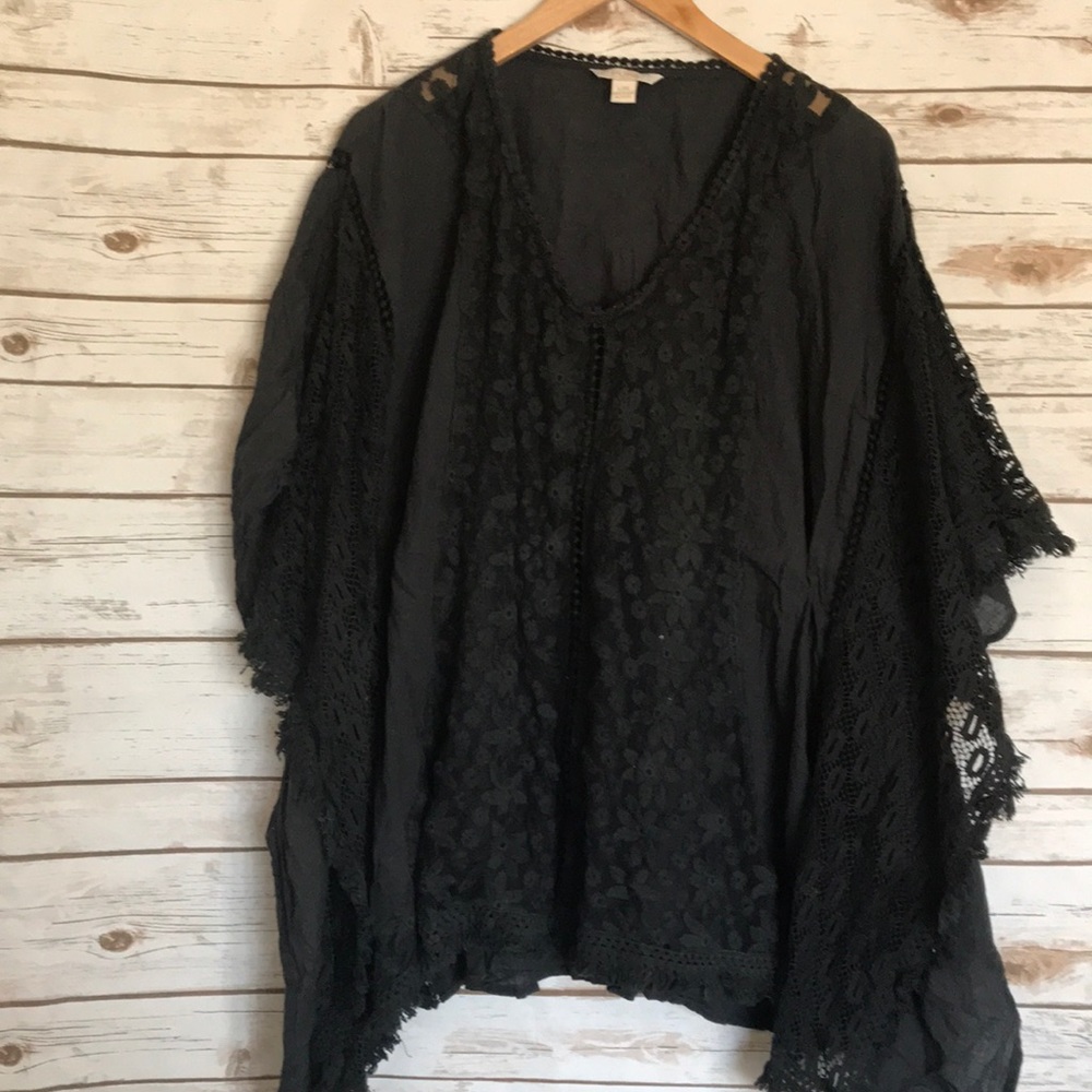 Pure • by Exist black lace embroider beach coverup